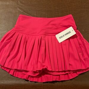 Gold Hinge Pink Pleated Skirt